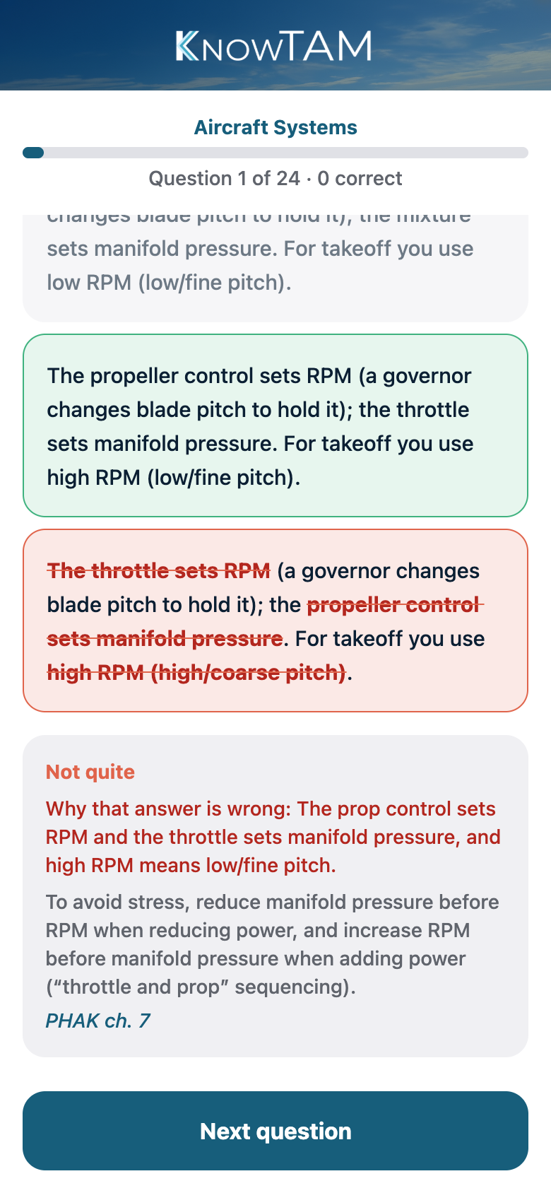 KnowTAM highlights exactly why a wrong answer is wrong