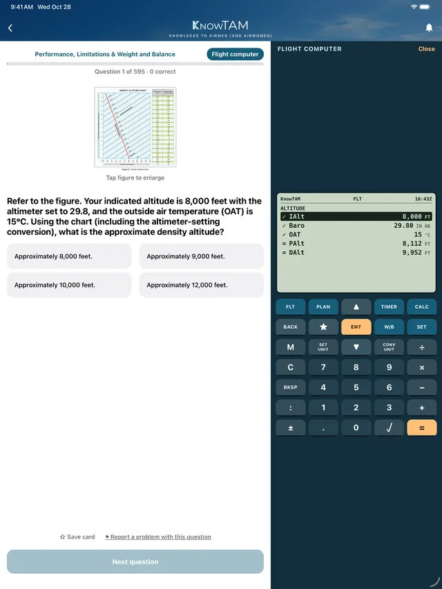 KnowTAM on iPad: the flight computer beside a density altitude question